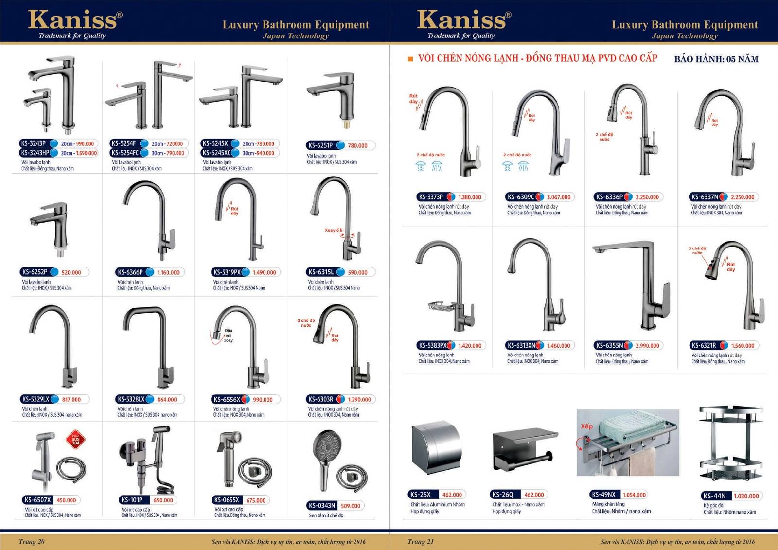 Catalogue và Bảng giá Thiết bị vệ sinh KANISS mới nhất /Page 11